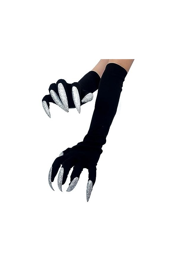 hahuha Moufles pour femme isolées par temps froid, gants de costume dHalloween avec ongles, gants de fête, jouets amusants, 