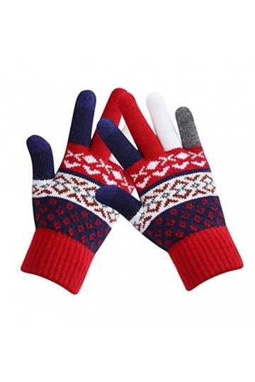 LOIJMK Gants chauds en tricot stretch pour homme et femme - Moufles dhiver au chaud - Impression dépissure - Gants tricotés