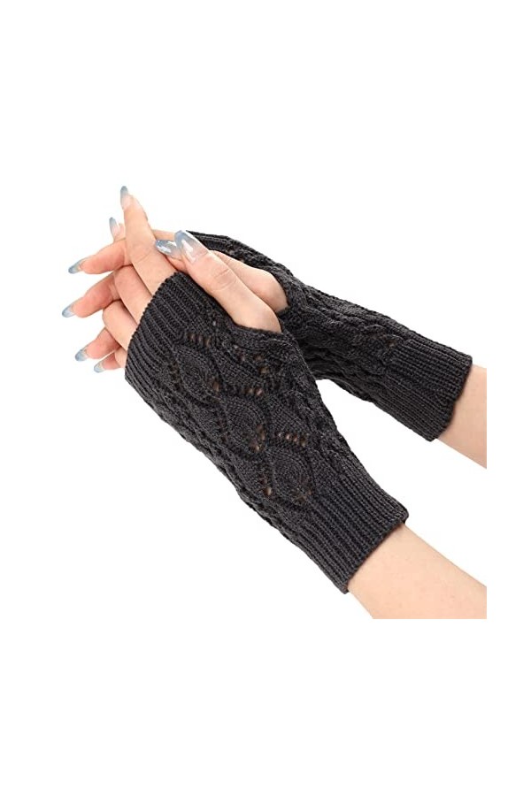 Qixiu Gants dhiver pour femme Gants chauds coupe-vent élastiques SMS Gants noirs femmes doublés chauds moufles pliables, jau
