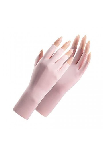 ZXCVWWE 2023 Gants de protection solaire dété UV demi-doigt Ice Moufles de couleur pour femme Taille unique Respirant Soie C