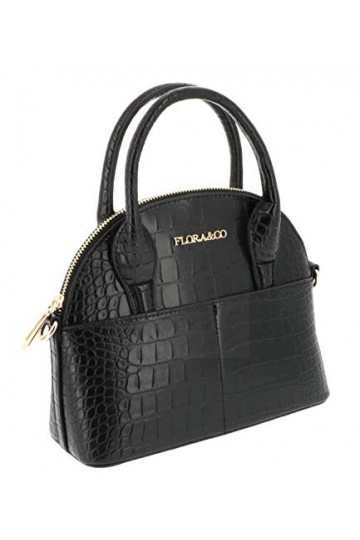 flora & co Petit Sac A Main Bandoulière Femme Chaîne - Sacoche Messenger Porté Epaule Crocodile - Pochette Besace PU Cuir Rig