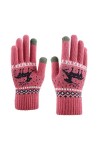 BYNYXI Gants de Noël Femmes Hommes, Gants tricotés Doublés Écran tactile Gants à doigts avec motif délan Gants dhiver épaissi