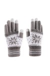 BYNYXI Gants de Noël Femmes Hommes, Gants tricotés Doublés Écran tactile Gants à doigts avec motif délan Gants dhiver épaissi