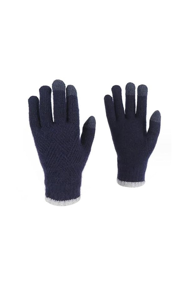 Gefomuofe Gants tactiles pour femme - Moufles dhiver en tricot uni à motifs - Gants chauds en daim - Gants dhiver thermique