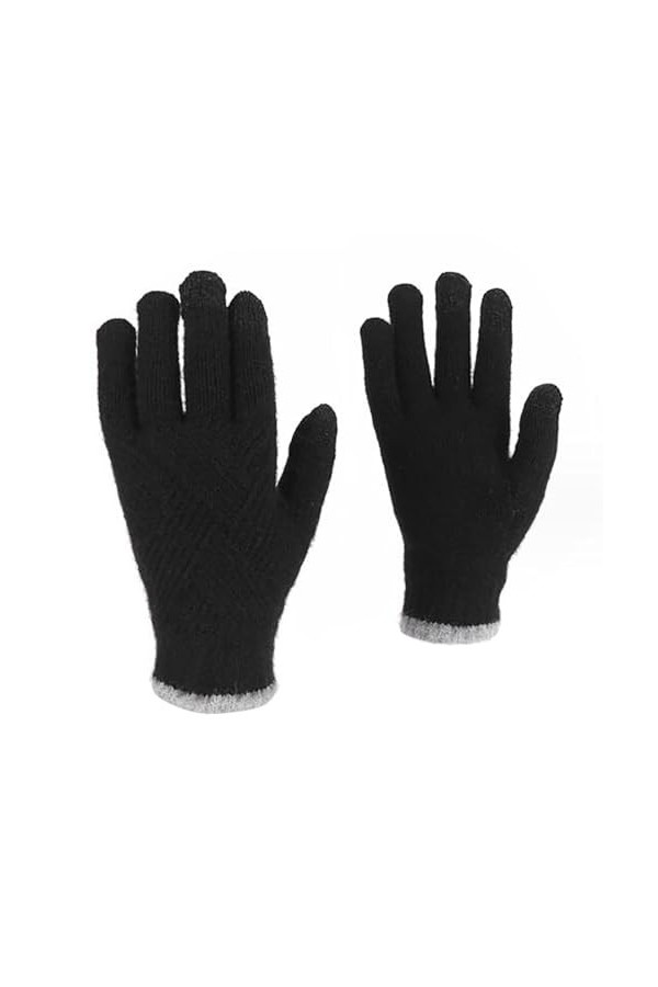 Gefomuofe Gants tactiles pour femme - Moufles dhiver en tricot uni à motifs - Gants chauds en daim - Gants dhiver thermique