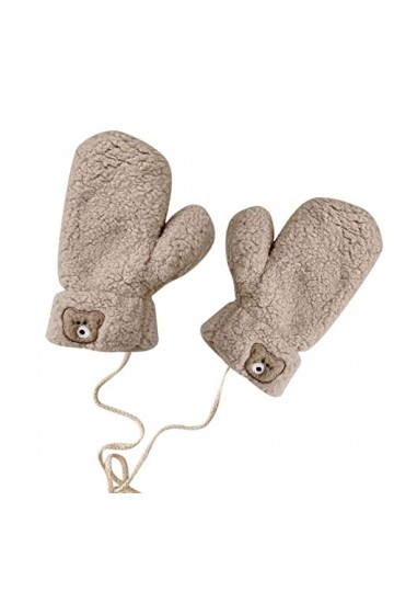 Gants pour temps froid 3D Cute Bear Gants dhiver à double couche pour femme Moufles en corde tressée épaisse en peluche ther