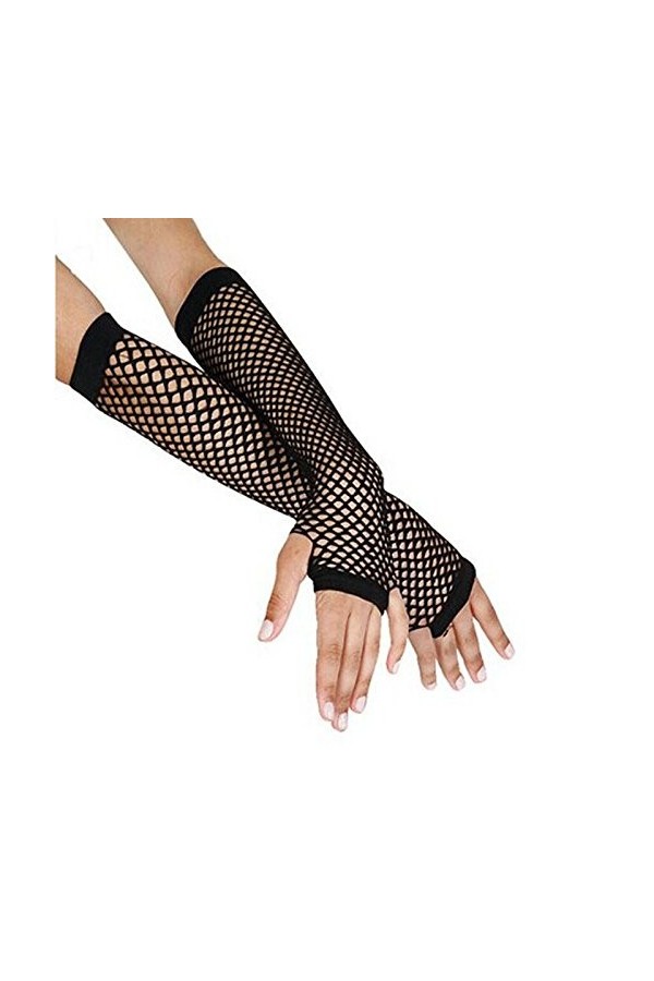 Gants moufles pour femme en maille pour temps froid punk en dentelle mitaines costume gothique Disco gants de danse, Noir , t