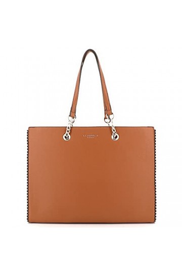 Sac A Main Femme Chaînes Perles Billes - Sac Cabas Similicuir Grainé - Sac Cours Travail Format A4 - Sac Porté Epaule Bandoul