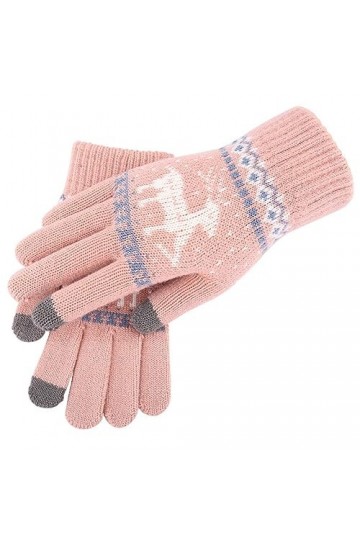 BYNYXI Gants de Noël Femmes Hommes, Gants tricotés Doublés Écran tactile Gants à doigts avec motif délan Gants dhiver épaissi