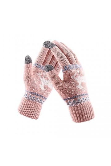 BYNYXI Gants de Noël Femmes Hommes, Gants tricotés Doublés Écran tactile Gants à doigts avec motif délan Gants dhiver épaissi