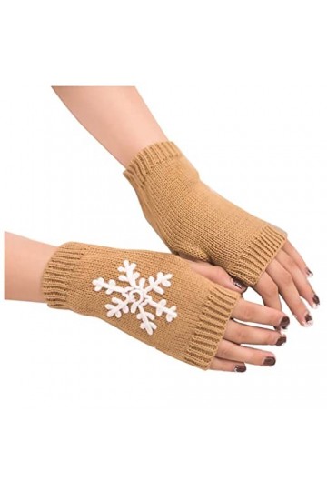 Gants de ski Mitaines Hommes Femmes Neige Brodé Coloré Tricoté Demi-Doigt Gants de Noël Chaud Mitaines Femmes Mitaines, C, A