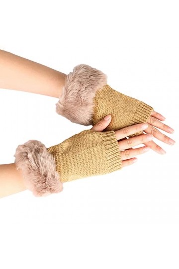 Mitaines en laine tricotée pour femme - Gants à doigts ouverts en fausse laine - Mitaines courtes et chaudes pour femme, D, A