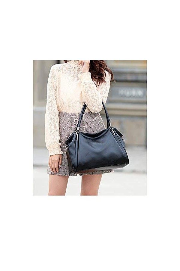 Coolives Hobo Sac à épaule avec Bandoulière pour Femme Elegant Sacs a Main en Cuir PU Sac Cabas Horizontal Sac a Tote Noir