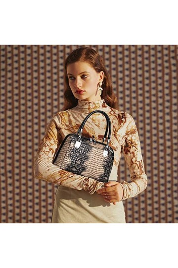 NICOLE & DORIS Femmes Sac à Main Rétro Sac à Bandoulière en Crocodile Sac Messenger en Cuir PU Sacs Portés épaule Classique P