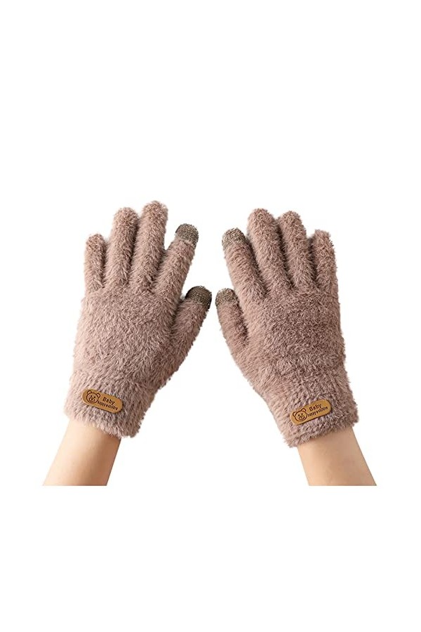 Gants dhiver épais pour le ski et lhiver - Pour lautomne et lautomne - Pour femme - Gants chauds avec poche, kaki, taille
