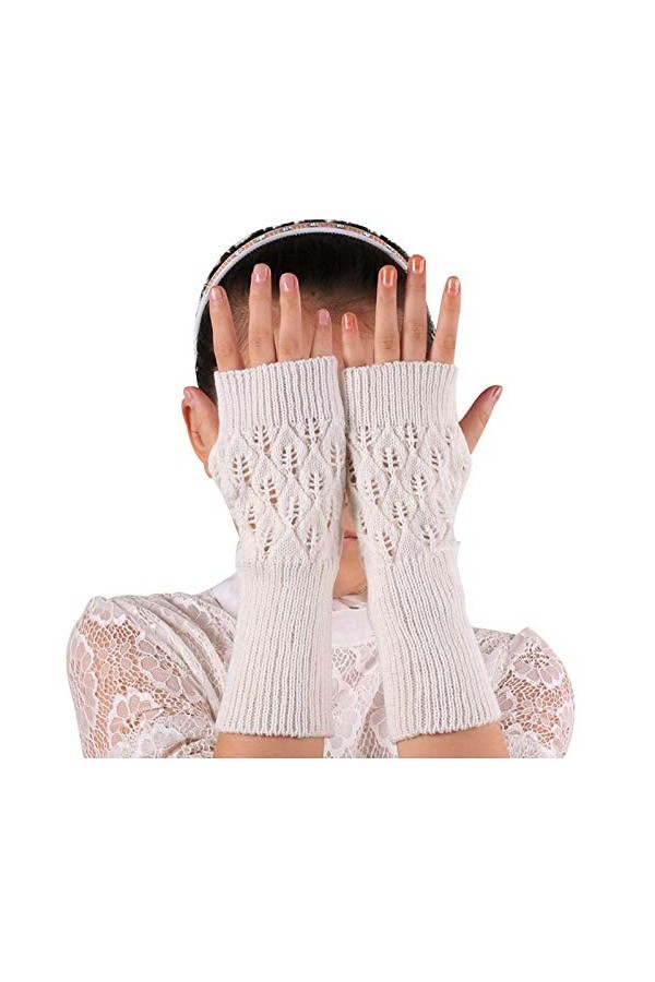 Niunu Mitaines pour femme - Longues manchettes - Mitaines tricotées - Mitaines - Mitaines - Mitaines pour lhiver - Chauffe-p