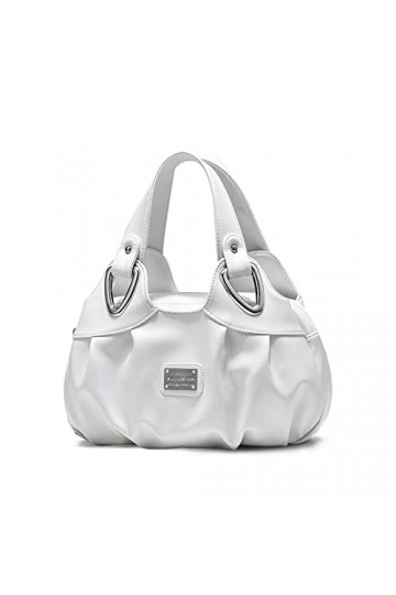 NICOLE & DORIS Sac à main tendance en PU avec bandoulière amovible pour femme, Blanc, L, Élégant