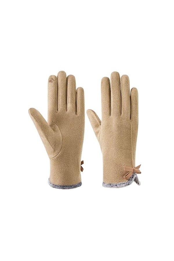 Allbestop Gants Chauds Fourrure Gloves,Ensemble Gants Bonnet Écharpe Hiver Femme Gants Chauffant Femme Kit Maternité Maman Ga