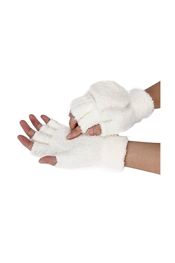 Moufles dhiver chauffantes pour femme - En coton - Protège du froid - Gants de marche pour femme - Mitaines convertibles, be