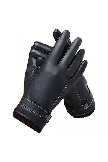 hahuha Gants mitaines pour femme - Gants dhiver en polyuréthane pour la conduite, léquitation, le cyclisme - Gants en cuir 