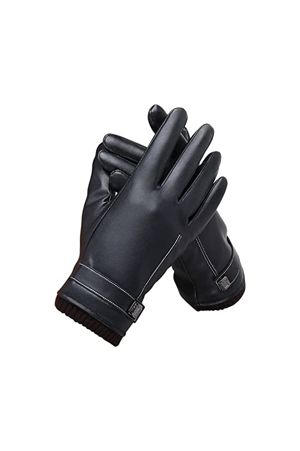 hahuha Gants mitaines pour femme - Gants dhiver en polyuréthane pour la conduite, léquitation, le cyclisme - Gants en cuir 