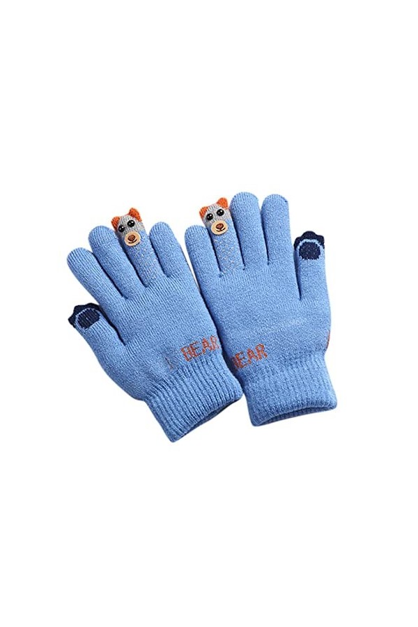 LTWOTEJNG Dessin animé Hiver Gants de Ski Chauds Garçons Doigts Polaire Tricoté Plein Bébé Gants Moufles Gants Écharpe Noir F
