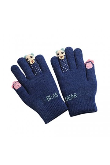 LTWOTEJNG Dessin animé Hiver Gants de Ski Chauds Garçons Doigts Polaire Tricoté Plein Bébé Gants Moufles Gants Écharpe Noir F