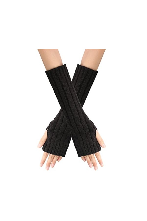 Mitaines pour femmes douces et extensibles moufles à manches longues élastiques demi-doigts gants femmes chauffe-pouls hiver,