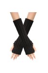 Mitaines pour femmes douces et extensibles moufles à manches longues élastiques demi-doigts gants femmes chauffe-pouls hiver,
