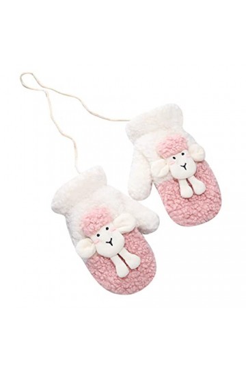 YANFJHV Moufles dhiver en tricot pour femme avec doublure imitation flocon de neige, Rose, taille unique