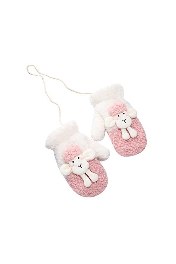 YANFJHV Moufles dhiver en tricot pour femme avec doublure imitation flocon de neige, Rose, taille unique