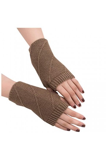 liangp Gants dhiver tricotés sans doigts Gants de sport chauffe-bras pour femmes Gants chauds en tricot Mitaines Demi-doigts