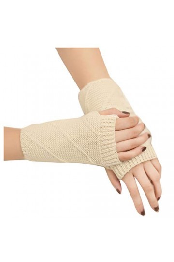 liangp Gants dhiver tricotés sans doigts Gants de sport chauffe-bras pour femmes Gants chauds en tricot Mitaines Demi-doigts