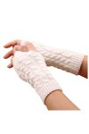 Gants tricotés pour femme - Manches tendance avec trou pour le pouce - Moufles extensibles - Mitaines tricotées - Sans doigts