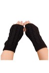 Gants tricotés pour femme - Manches tendance avec trou pour le pouce - Moufles extensibles - Mitaines tricotées - Sans doigts