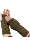 Gants tricotés pour femme - Manches tendance avec trou pour le pouce - Moufles extensibles - Mitaines tricotées - Sans doigts