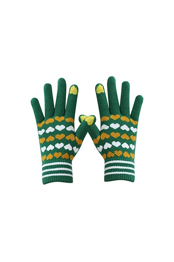 Gants mitaines pour femme par temps froid - Gants chauds tricotés - Pour lhiver - Pour garder au chaud - Imprimé cœur - Pour