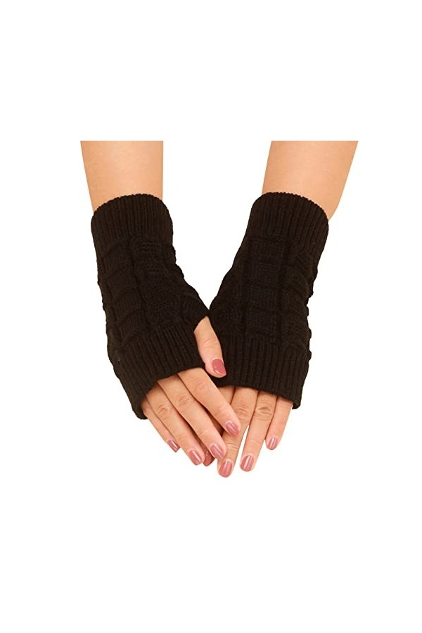 Gants Femme Blanc Hiver Femmes Décontracté Automne et Hiver Simple Couleur Normale Laque Tricotée Mitaines Courtes Pas de Tem