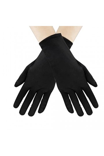 Feelorna Gants courts dopéra, gants de satin de soirée longueur poignet, gants de costume formel vintage, moufles pour femme