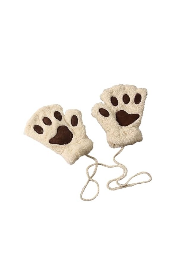 Gants Polaire Femme De Griffe De Chat Mitaine Femme Hiver Patte De Chat Mitaines En Fausse Demi-Doigt Hiver Gants Mignon Pour