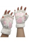 Gants Polaire Femme De Griffe De Chat Mitaine Femme Hiver Patte De Chat Mitaines En Fausse Demi-Doigt Hiver Gants Mignon Pour