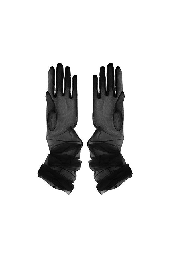 Kaerm Femme Gants Longs de Mariage à Doigts Tulle Gants de Soirée Cérémonie Opréra Mariée Fête Manchon Bras Manchette de Dans