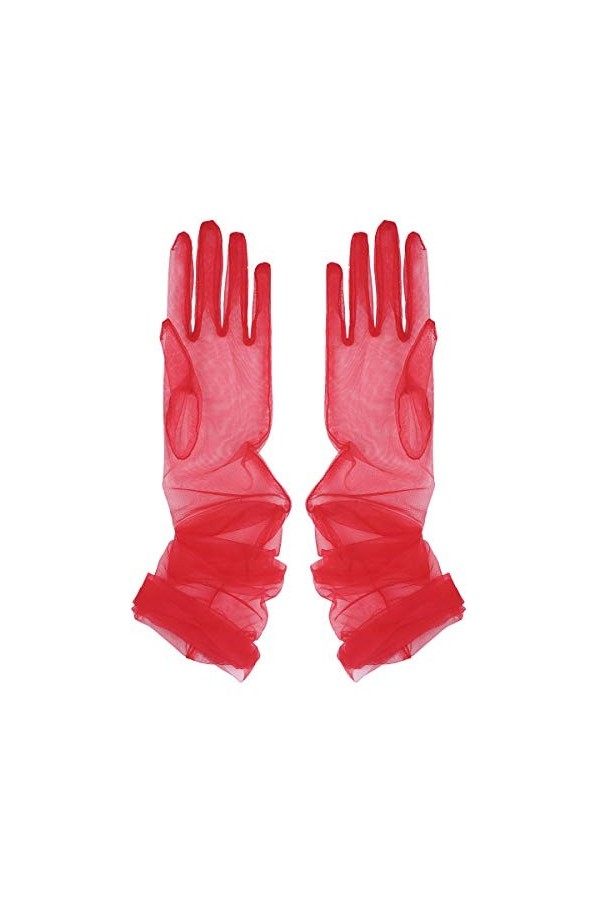 Kaerm Femme Gants Longs de Mariage à Doigts Tulle Gants de Soirée Cérémonie Opréra Mariée Fête Manchon Bras Manchette de Dans