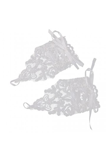 Gants de Mariage en Dentelle Orné de Paillettes pour Mariée - Blanc