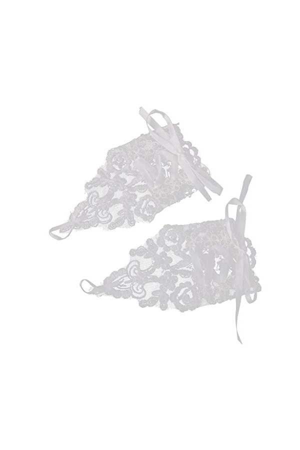 Gants de Mariage en Dentelle Orné de Paillettes pour Mariée - Blanc