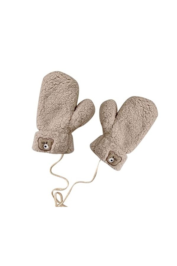 Gants pour temps froid 3D Cute Bear Gants dhiver double couche pour femme Moufles en corde tressée épaisse en peluche thermi