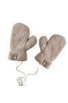 Gants pour temps froid 3D Cute Bear Gants dhiver double couche pour femme Moufles en corde tressée épaisse en peluche thermi