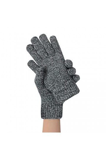 Moufles pour femme par temps froid chauffants pour lhiver automne hiver couleur unie rembourré laine tricot gants chauds gan