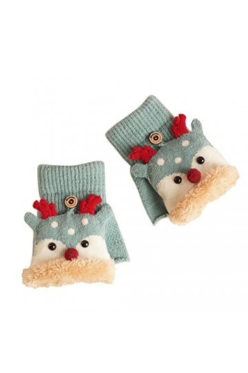 Ensemble hippie Accessoires Noël Tricot Sans Doigts Plus Moufles Chaudes Flip Glove Hiver Motif Décontracté Mignon Multifonct