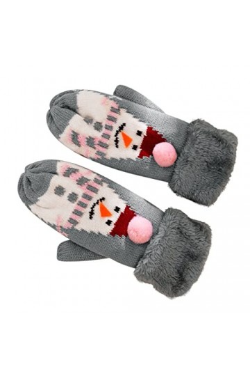 UnoSheng Gants de Noël tricotés en velours - Motif dhiver - Décontracté - Chaud - Mignon - Épaissir - Moufles pour femme - G